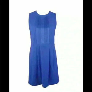 madewell Royal Blue Carrier Sleeveless Pleated Front Dress Size 8 with pockets